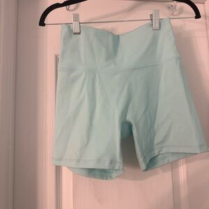 High-Rise Mint Women's Bike Shorts with Supportive Waistband